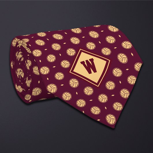 Burgundy Gold Volleyball Icon Necktie ネクタイ