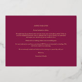 Burgundy Golden 2 Photos Fancy Wedding Date 箔招待状 (裏面)