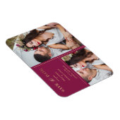 Burgundy Golden 2 Photos Minimalist Wedding Date マグネット (右側)