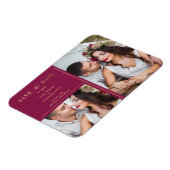 Burgundy Golden 2 Photos Minimalist Wedding Date マグネット (左側)