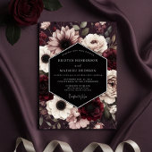 Burgundy Gothic Bloom Wedding 招待状