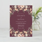Burgundy Graceful Bohemian Wedding 招待状 (スタンド正面)