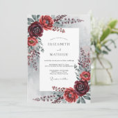 Burgundy Graceful Winter Wedding 招待状 (スタンド正面)