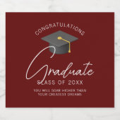 Burgundy Graduate Custom Graduation Party ビールラベル (シングルラベル)