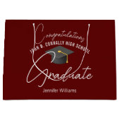 Burgundy Graduate Customized Graduation Party ラージペーパーバッグ (正面)