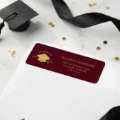 Burgundy Graduation Cap Return Address ラベル