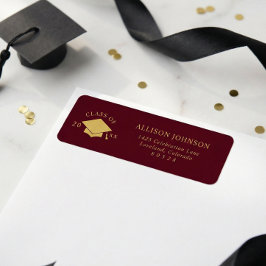 Burgundy Graduation Cap Return Address ラベル