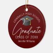 Burgundy Graduation Photo Personalized Christmas セラミックオーナメント (左)
