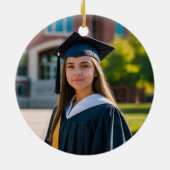 Burgundy Graduation Photo Personalized Christmas セラミックオーナメント (裏面)