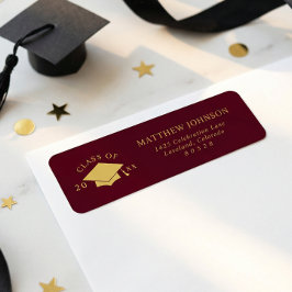 Burgundy Graduation Return Address ラベル