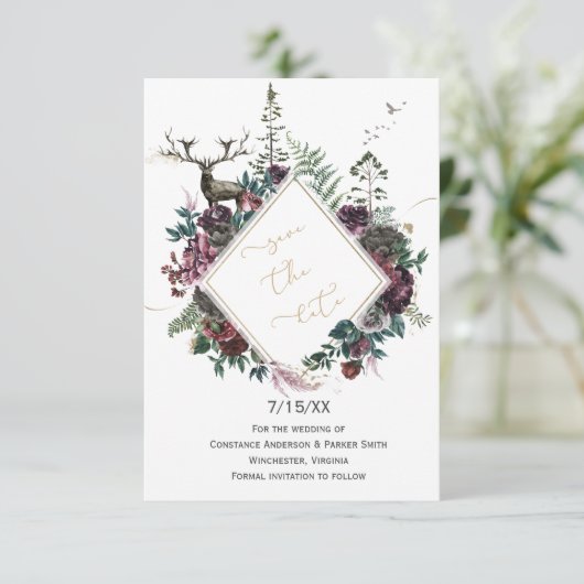 Burgundy & Grayフローラと鹿の保存日付 (スタンド正面)