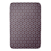 Burgundy & Gray Floral Painted Quilt バスマット (正面縦)