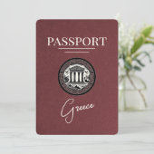 Burgundy Greece Passport日付カードの保存 セーブザデート (スタンド正面)