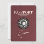 Burgundy Greece Passport日付カードの保存 セーブザデート (正面)