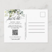 Burgundy Green離れのQRコード写真Save the Date 案内ポストカード (裏面)