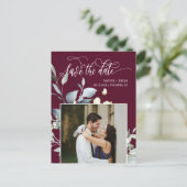 Burgundy Green離れのQRコード写真Save the Date 案内ポストカード (スタンド正面)