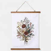 Burgundy Green Beige Fall Autumn Florals Wall Art 吊り下げ型タペストリー (正面)
