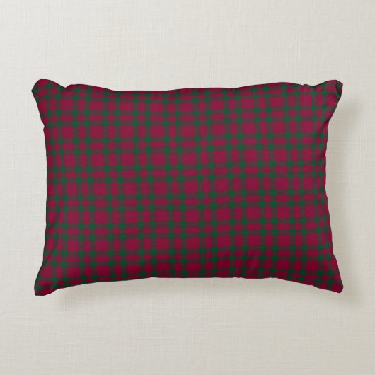 Burgundy Green Plaid Pattern アクセントクッション (正面)