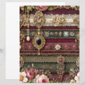 Burgundy Green Stripe Junk Journal Scrapbook Paper (正面/裏面)