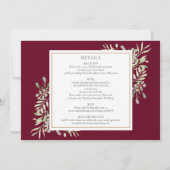 Burgundy Greenery All In One Photo 結婚's 招待状 (裏面)
