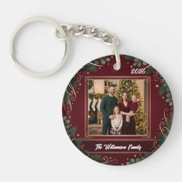 Burgundy Greenery Family Photo Christmas Acrylic キーホルダー
