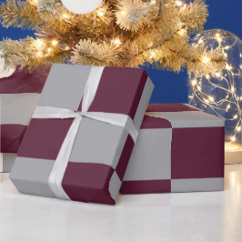 Burgundy & Grey Checkered Wrapping Paper ラッピングペーパー