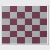 Burgundy & Grey Checkered Wrapping Paper ラッピングペーパー (フラット)
