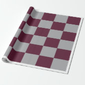 Burgundy & Grey Checkered Wrapping Paper ラッピングペーパー (アンロールド)