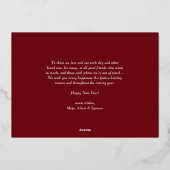 Burgundy Happy New Year 2026 Photo Collage 箔シーズンカード (裏面)