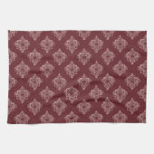Burgundy Heart Damask Kitchen Towels キッチンタオル (横)
