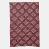 Burgundy Heart Damask Kitchen Towels キッチンタオル (縦)