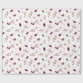 Burgundy Holly & Gold Christmas Wrapping Paper ラッピングペーパー (フラット)