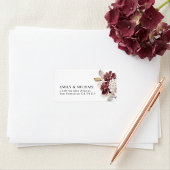 Burgundy Hydrangea Fall Wedding Return Address ラベル