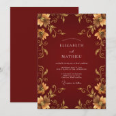 Burgundy Imperial Autumn Wedding 招待状 (正面/裏面)