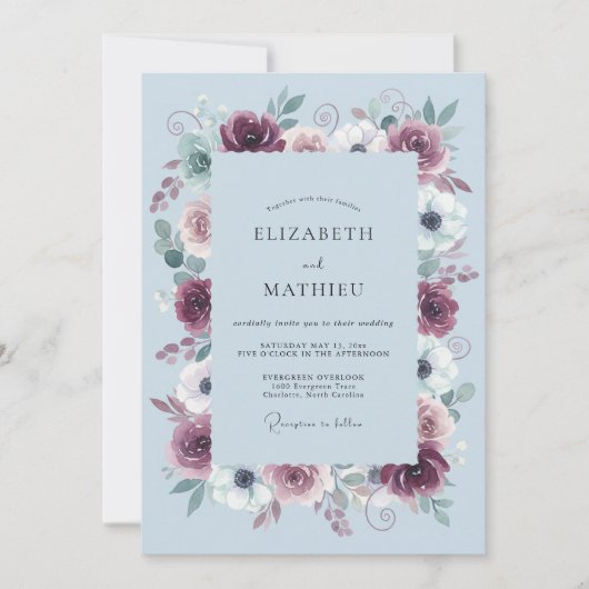 Burgundy Imperial Winter Wedding 招待状 (正面)