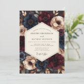 Burgundy Indigo Dramatic Wedding 招待状 (スタンド正面)