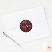 Burgundy & Ivory Botanical Elegant Wedding ラウンドシール (封筒)