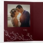 Burgundy & Ivory Botanical Elegant Wedding 三つ折り招待状 (内部最初)