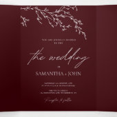 Burgundy & Ivory Botanical Elegant Wedding 三つ折り招待状 (内部中)
