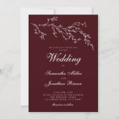 Burgundy & Ivory Botanical Elegant Wedding 招待状 (正面)