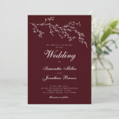 Burgundy & Ivory Botanical Elegant Wedding 招待状 (スタンド正面)