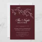 Burgundy & Ivory Botanical Rehearsal Dinner 招待状 (正面)