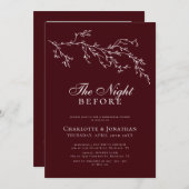 Burgundy & Ivory Botanical Rehearsal Dinner 招待状 (正面/裏面)