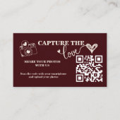 Burgundy & Ivory Capture The Love QR Code Wedding エンクロージャーカード (正面)