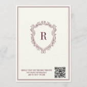 Burgundy & Ivory Crest Old Money QR Code Wedding 招待状 (裏面)
