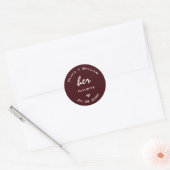 Burgundy & Ivory Elegant Wedding Favors Heart ラウンドシール (封筒)