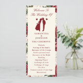 Burgundy Ivory Floral Wedding Ceremony Program (スタンド正面)