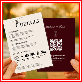 Burgundy & Ivory Formal Wedding Order of Events QR 招待状