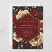 Burgundy Ivory Luminous Wedding 招待状 (正面)