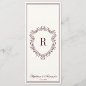 Burgundy Ivory Monogram Crest Old Money Wedding メニュー (裏面)
